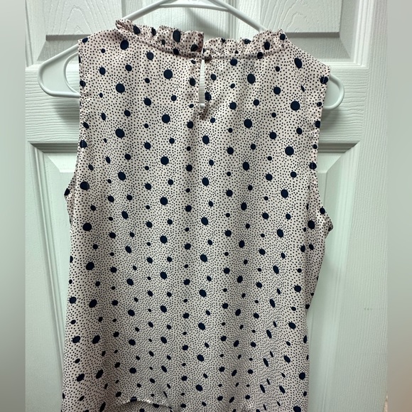 Talbots MP Light pink with navy spots top - Picture 3 of 4